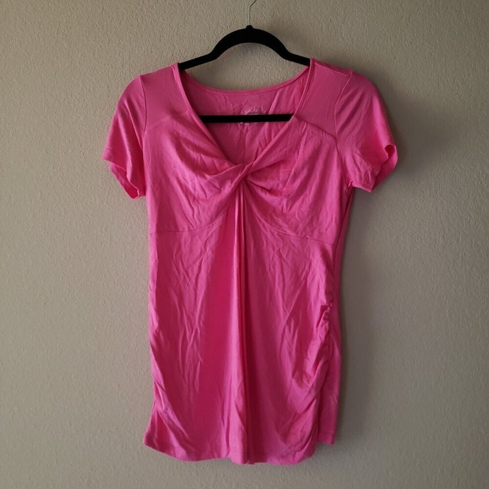 Women’s Ingrid & Isabel Maternity Top Pink T-Shirt Short Sleeve Size Sma…
